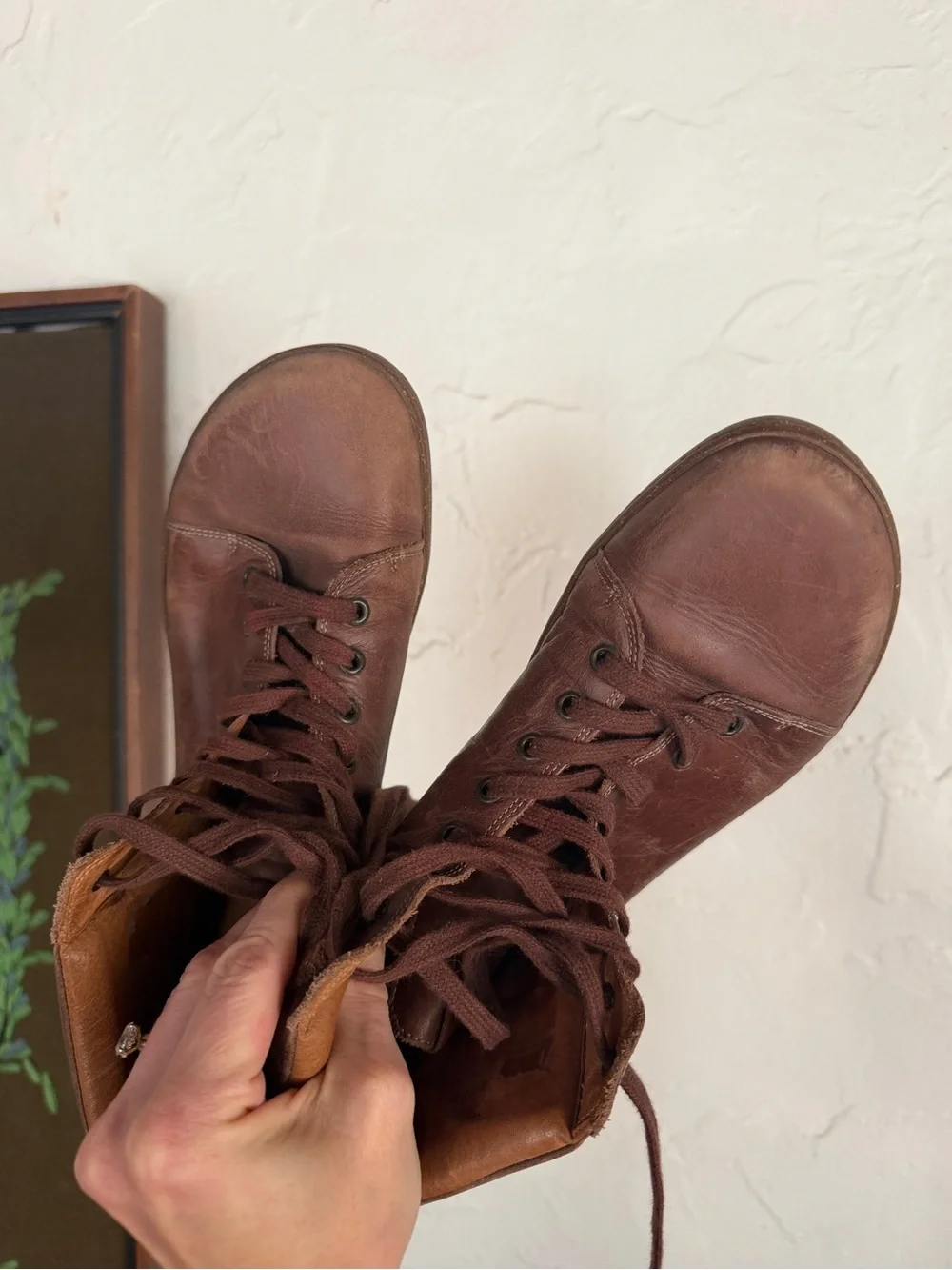 Vintage Birkenstock brown leather high tops